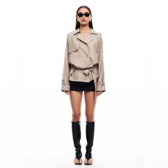 Lioness CROPPED TRENCHEROUS COAT | MUSHROOM A00 - Picture 2 of 7